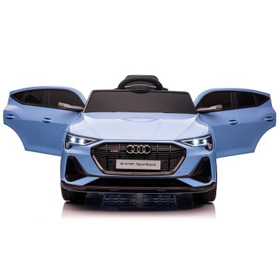 Masinuta electrica cu roti Eva si scaun piele Audi E Tron Light Blue