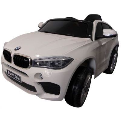 Masinuta electrica cu telecomanda roti din spuma EVA si scaun din piele BMW X6M alb R-Sport