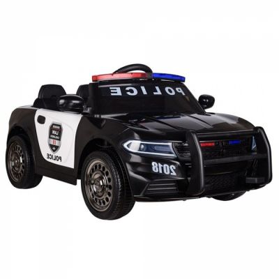 Masinuta electrica de politie Kinderauto JC666 70W 12V cu scaun tapitat, culoare Negru ieftina