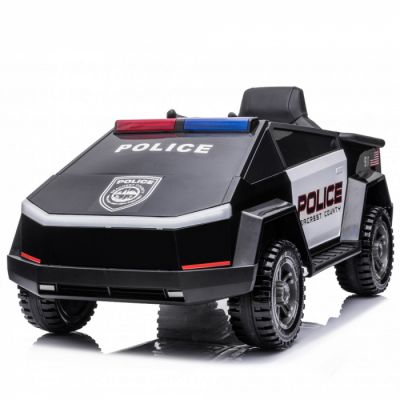 Masinuta electrica de politie Cyber PATROL, cu efecte sonore si luminoase, 90W, 12V Black White
