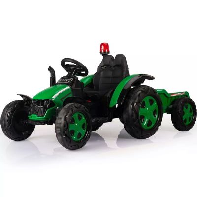 Tractor electric 12V cu telecomanda, roti EVA si scaun din piele Nichiduta Truck Green