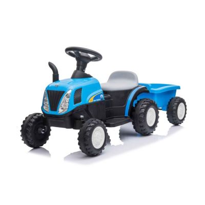 Tractor electric cu remorca pentru copii albastru LeanToys 9331