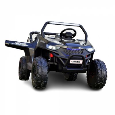 UTV electric pentru copii cu 2 locuri, Kinderauto BJS612, 90W 12V, bluetooth, amortizoare fata spate, culoare Negru