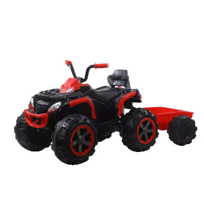 ATV electric + Remorca, Kinderauto Offroad 70W 12V cu scaun tapitat, culoare Rosu