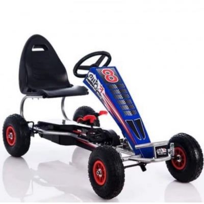 GO Kart cu pedale, 6-15 ani, Kinderauto F8-3, roti Gonflabile 6 inch, culoare Albastru