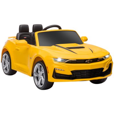 HOMCOM Masina Chevy Camaro cu licenta 12V, alimentata cu baterii, telecomanda, masina electrica pentru copii, motor dublu, galben | AOSOM RO ieftina