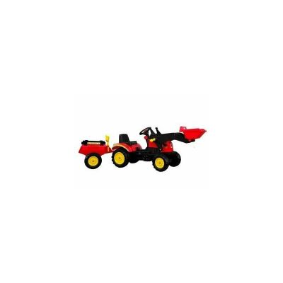 Leantoys - Tractor excavator Herman, cu remorca si pedale pentru copii, 165x42x50 cm, , 5227