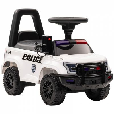 Masinuta electrica de politie Kinderauto Police 30W 6V cu megafon si music player, bluetooth, culoare Alb la reducere