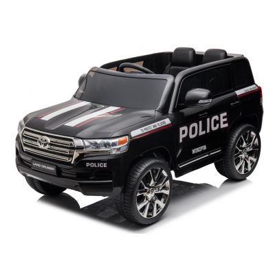 Masinuta electrica cu roti EVA si scaun din piele Toyota Landcruiser Police Black