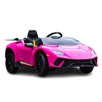 Masinuta electrica pentru copii, Lamborghini Huracan, telecomanda inclusa, 4x4, 120W, 12V, culoare roz la reducere