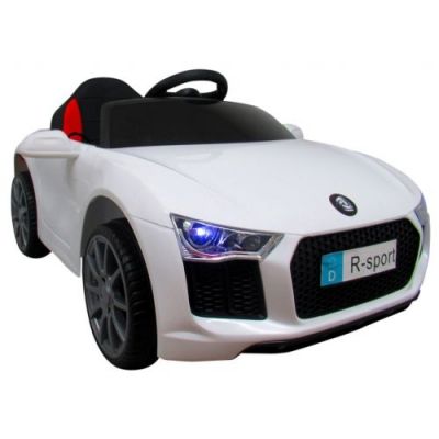 Masinuta electrica R-Sport cu telecomanda si scaun din piele Cabrio B4 628 alba