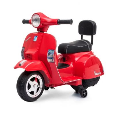 Motocicleta electrica 6V Vespa cu scaun din piele Red