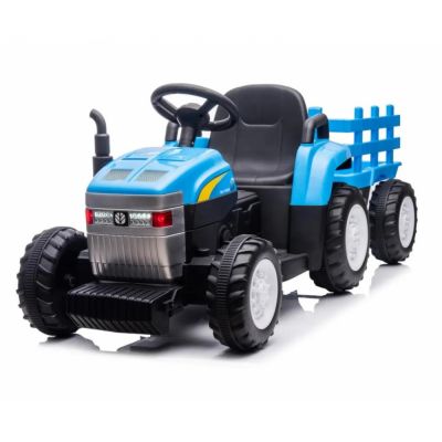 Tractor electric 12V cu telecomanda si remorca New Holland T7 Blue