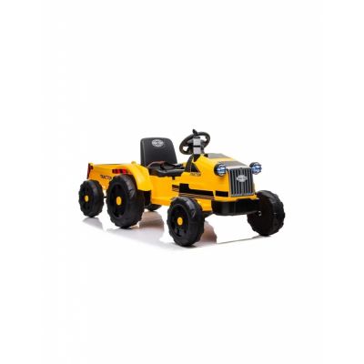 Tractor electric cu remorca pentru copii galben