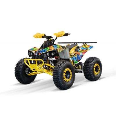 ATV electric NITRO EcoWarrior SPORT 1000W 48V 20Ah cu DIFERENTIAL, grafiti galben