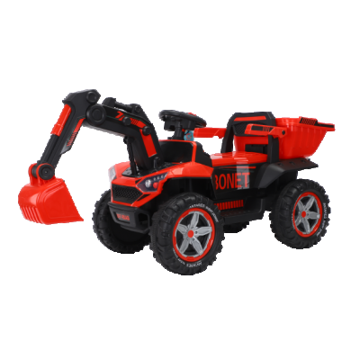 Excavator + bascula electrica Kinderauto Bonet 60W 12V, Telecomanda, culoare Rosie