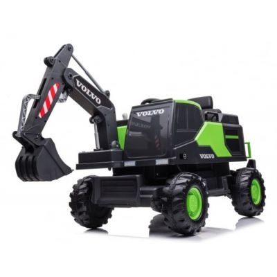 Excavator electric pentru copii Volvo 90W 12V, incarcator actionat electric, culoare verde