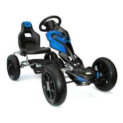 GO Kart cu pedale, 5-10 ani, Kinderauto Thunder, roti EVA, culoare albastra