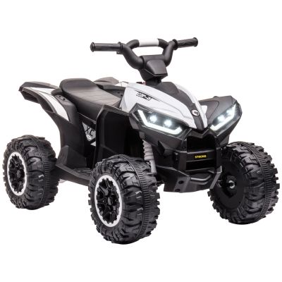 HOMCOM ATV Electric pentru Copii, Motocicletă pentru Copii cu Motor Dublu, 2 Viteze, Roți Late și Faruri LED, 83x53x55.5 cm, Alb | Aosom Romania