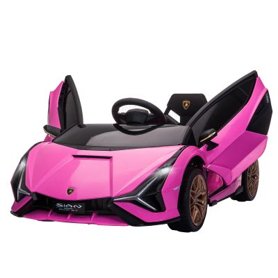 HOMCOM Masina Electrica pentru Copii 12V, Roz Lamborghini 12V cu telecomanda | Aosom Romania
