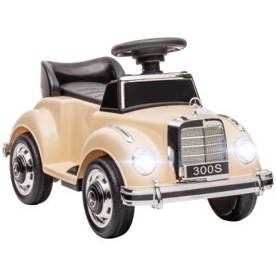 HOMCOM Masina Electrica pentru Copii, Auto pentru Copii Mercedes-Benz 6V cu Muzica, Varsta 18-48 Luni, Bej | Aosom Romania