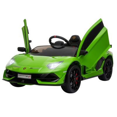 HOMCOM Masina Electrica pentru Copii, Automobil Lamborghini Aventador cu Telecomanda, Faruri LED, Muzica, Varsta 3-8 Ani, Verde | Aosom Romania