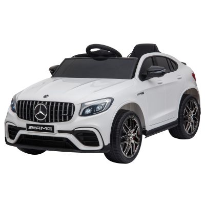 HOMCOM Masina Electrica pentru Copii Mercedes, Auto Eletcrica pentru Copii 3-5 Ani cu Centura de Siguranta, Telecomanda si USB pentru Muzica MP3, Alba