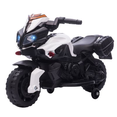 HOMCOM Motocicleta Electrica pentru Copii 18-48 Luni cu Faruri si Claxon, Viteza 3km/h, Motocicleta pentru Copii de 6V