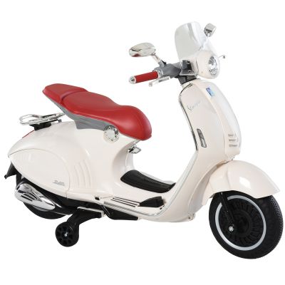 HOMCOM Motocicleta Jucarie cu Licenta Oficiala Vespa, pentru Copii 3+ Ani, cu 2 Roti Suplimentare, Lumini si Sunete, 108x49x75cm Roz | Aosom RO