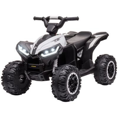 HOMCOM Quad Electric pentru Copii 12V ATV, Motocicleta pentru Copii Dublu Motor si 2 Viteze, Roti Late cu Suspensii si Faruri LED, Varsta 3-5 Ani, Alb