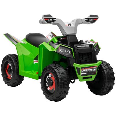 HOMCOM Quad pentru Copii 18-36 Luni din PP și Metal cu Roți Rezistente, Viteză Max 2.5 km/h, Design Aventurier, Verde Gri și Negru | Aosom Romania