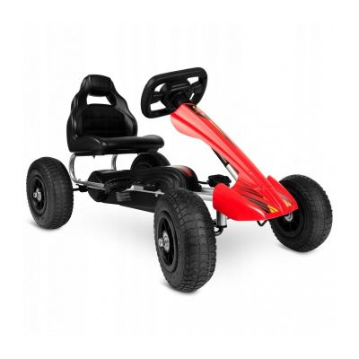 Kart cu pedale si roti gonflabile, varsta 3-7 ani, Gokart RK-591 Ricokids 759101, Rosu