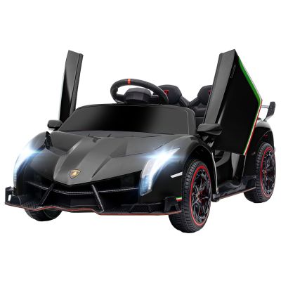 Mașină electrică HOMCOM pentru copii Lamborghini Veneno 12V cu telecomandă, roți cu suspensie, vârsta 3-6 ani, neagră HOMCOM | Aosom RO