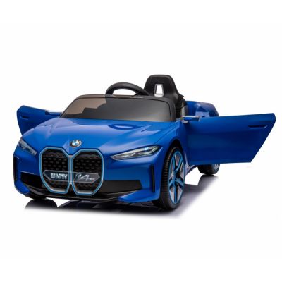 Masinuta electrica 12V cu scaun piele si roti EVA BMW I4 Blue ieftina