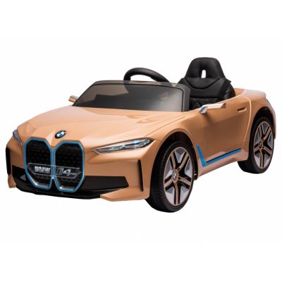 Masinuta electrica 12V cu scaun piele si roti EVA BMW I4 Brown la reducere