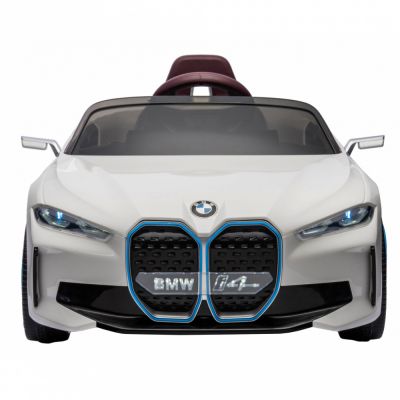 Masinuta electrica 12V cu scaun piele si roti EVA BMW I4 White ieftina