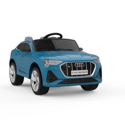 Masinuta electrica Audi E-tron Sportback 4x4 140W, cu scaun tapitat, culoare albastru la reducere