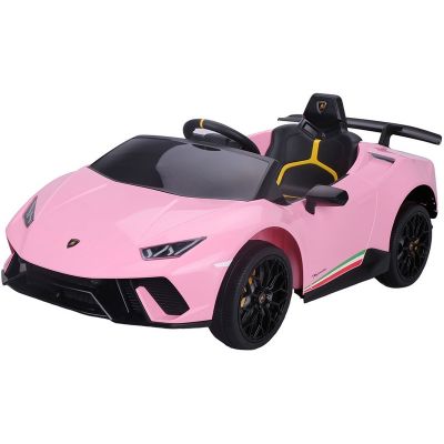 Masinuta electrica Chipolino Lamborghini Huracan pink cu scaun din piele si roti EVA