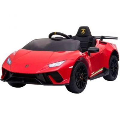 Masinuta electrica Chipolino Lamborghini Huracan red cu scaun din piele si roti EVA Masinuta electrica Chipolino Lamborghini Huracan red cu scaun din piele si roti EVA