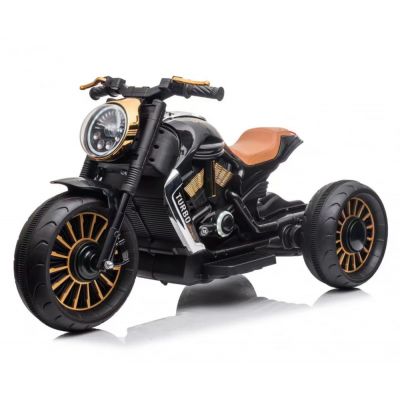 Motocicleta cu 3 roti electrica pentru copii, SuperMoto, 70W, 12V, cu scaun tapitat, bluetooth, neagra