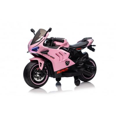 Motocicleta electrica pentru fetite, Kinderauto BDQ888 70W 12V cu roti moi, Bluetooth, culoare Roz