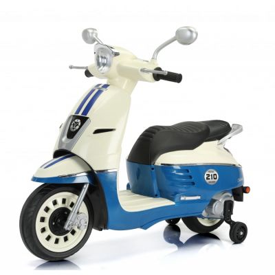 Scuter electric pentru 2 copii, Kinderauto Retro, 70W, 12V-7Ah, echipare PREMIUM, bluetooth, albastru