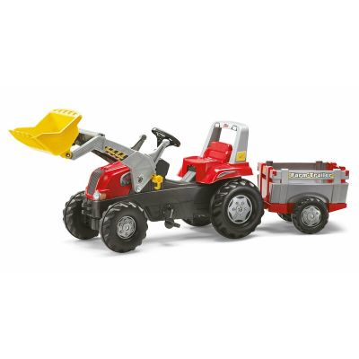 Tractor cu pedale, cupa si remorca, rollyJunior RT, rosu