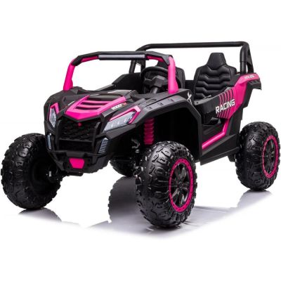 UTV electric pentru 2 copii intre 3-11 ani, Racing 300W 4x4 24V 7ah cu ROTI MOI Roz