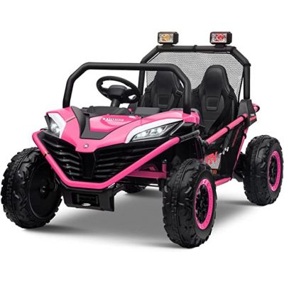 UTV electric pentru 2 copii Kinderauto Dune-Buggy 300W 24V, cu roti MOI, culoare Rose