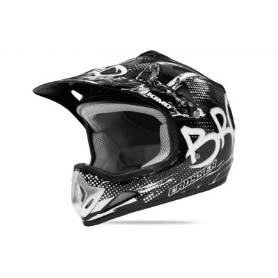 Casca de protectie pentru copii BRO Kimo Cross cu ventilatie si vizor reglabil, neagra
