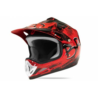 Casca de protectie pentru copii BRO Kimo Cross cu ventilatie si vizor reglabil, rosie