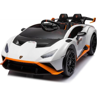 Masinuta electrica cu functie drift Lamborghini Huracan STO, putere 220W, 12V Premium, Alba