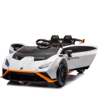 Masinuta electrica cu functie drift Lamborghini Huracan STO, putere 500W, 24V, echipare Premium, alb
