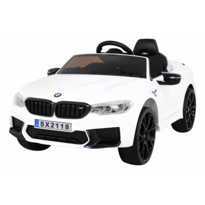Masinuta electrica drift pentru copii 3-8 ani BMW M5 Competition 24V 500W, scaun sport reglabil, Telecomanda 2.4GHz, Bluetooth, faruri si stop cu lumini LED (2118-drift) Alb